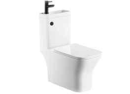 Square Close Coupled Toilet and Basin with Black tap